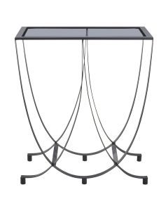 Trento Grey Glass Top Curved Side Table With Black Metal Legs