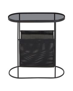 Trento Grey Glass Top Side Table With Black Metal Frame