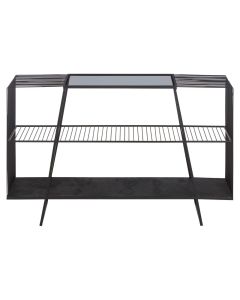 Trento Glass Top Metal Console Table In Grey