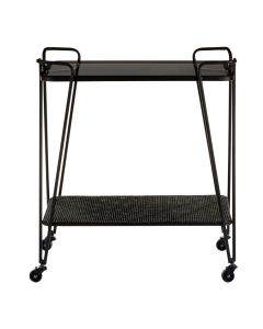 Trento Grey Glass Top Drinks Trolley With Black Metal Frame