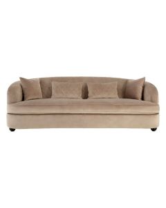 Fable Velvet 3 Seater Sofa In Mink With Wooden Legs