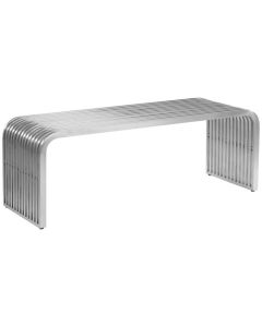 Horizon Round Edge Hallway Seating Bench In Brushed Stainless Steel