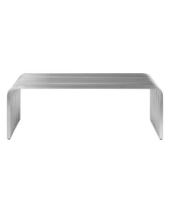 Horizon Round Edge Brushed Stainless Steel Coffee Table In Silver