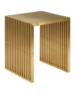 Haneul Square Brushed Stainless Steel Side Table In Gold