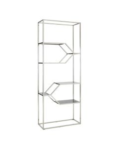 Horizon Black Glass Shelves Bookcase In Silver