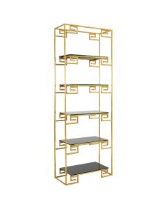 Horizon Black Glass Shelves Angular Design Bookshelf In Gold