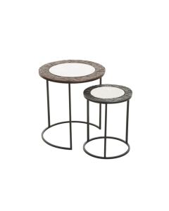 Avoch Small Round Glass Top Set Of 2 Side Tables In Copper