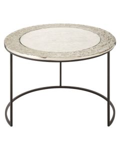 Avoch Round Glass Top Set Of 2 Side Tables In Silver