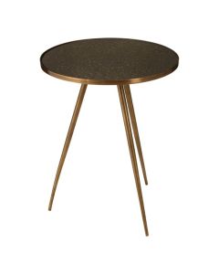 Avoch Round Glass Top Side Table With Antique Gold Metal Legs