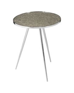 Avoch Round Glass Top Side Table With Polished Nickel Metal Legs