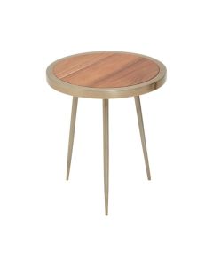 Arica Small Wooden Side Table In Natural With Gold Aluminium Legs
