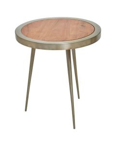 Arica Large Wooden Side Table In Natural With Gold Aluminium Legs