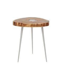 Arica Wooden Side Table In Natural With Silver Aluminium Legs