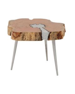 Arica Wooden Coffee Table In Natural With Silver Aluminium Legs