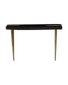 Asamra Acacia Wood Console Table In Black With Gold Metal Legs