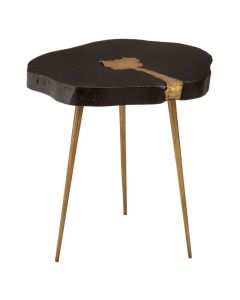 Arica Wooden Side Table In Black With Gold Aluminium Legs