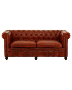 Barker Genuine Leather 3 Seater Sofa In Tan With Natural Wooden Legs