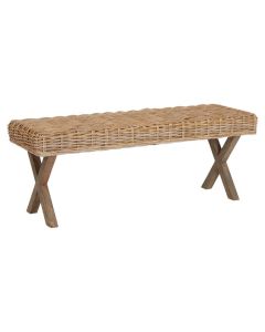 Hestina Kubu Rattan Hallway Seating Bench In Natural