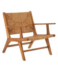 Lovina Rattan Armchair In Brown With Teak Wood Frame