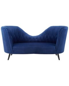 Malena Velvet Lounge Chaise Chair In Midnight Blue