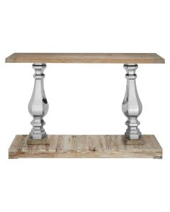 Richmond Pine Wood Console Table In Brown With Pillar Base