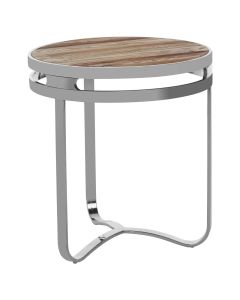 Mintaka Round Pine Wood Side Table In Natural