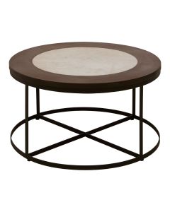 Vasco Round Wooden Side Table In Black With Latticed Base