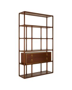 Lino Wooden Bookcase In Rich Walnut With 2 Large Drawers