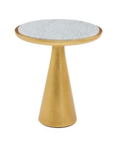 Lino Small Marble Top Side Table In Gold