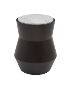 Lino Small Marble Top Drum Side Table In Black