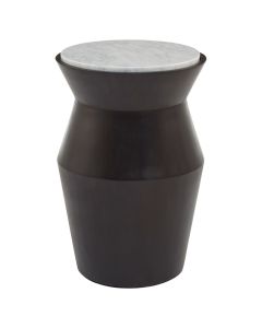 Lino Large Marble Top Drum Side Table In Black
