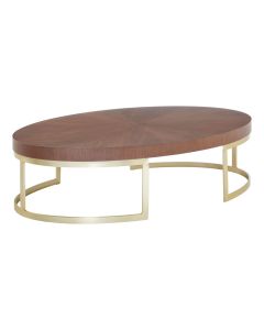 Villi Wooden Coffee Table In Walnut With Gold Metal Legs