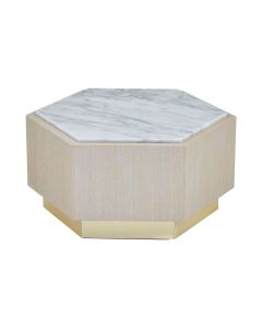 Villi Small Marble Top Side Table In Natural With Gold Metal Base