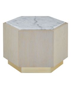 Villi Large Marble Top Side Table In Natural With Gold Metal Base