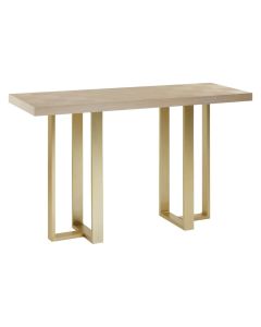 Villi Wooden Console Table In Light Oak With Gold Metal Legs