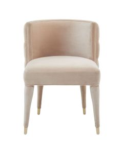 Villi Velvet Feature Bedroom Chair In Beige With Wooden Legs
