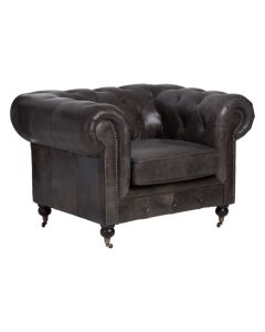 Victor Faux Leather Armchair In Dark Grey With Wooden Legs