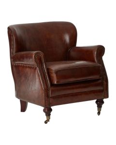 Victor Leather Classic Armchair In Mocha Brown With Wooden Legs