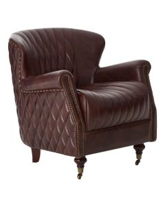 Victor Winged Genuine Leather Armchair In Coffee