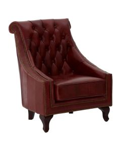 Victor Faux Leather Armchair In Red With Walnut Legs