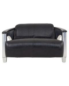 Victor Genuine Leather 2 Seater Sofa In Black