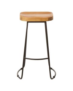 Lyon Wooden Bar Stool In Oak With Black Metal Frame