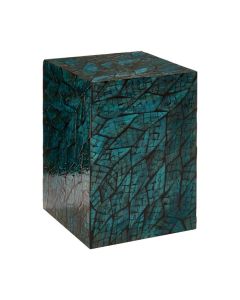 Banjo Square Wooden Cube Side Table In Teal
