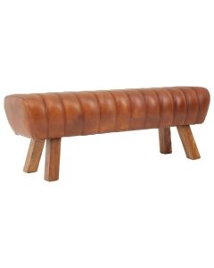 Bodmin Faux Leather Seating Bench In Tan With Wooden Legs