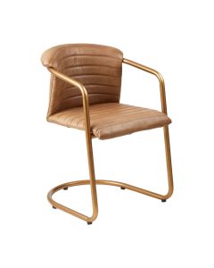 Buffalo Leather Armchair In Brown With Metal Frame