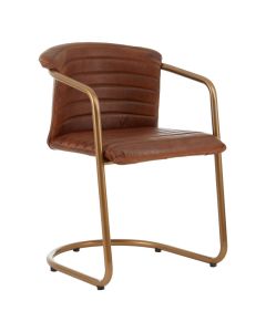 Buffalo Leather Armchair In Tan With Metal Frame