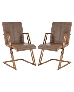 Bodmin Grey Faux Leather Dining Chairs With Angular Iron Legs In Pair