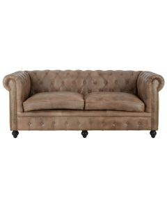 Barker Genuine Leather 3 Seater Sofa In Light Brown With Natural Wooden Legs