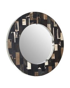 Ripley Round Wall Mirror In Dark Mosaic Effect Frame
