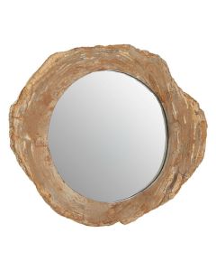 Ripley Wall Mirror In Natural Tones Petrified Wooden Frame